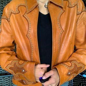 Cripple Creek Brown Leather Jacket Large
